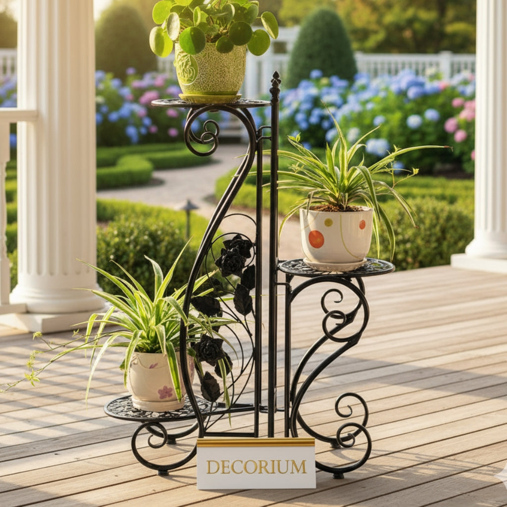 Decorative Metal Plant Stand with 3 shelves
