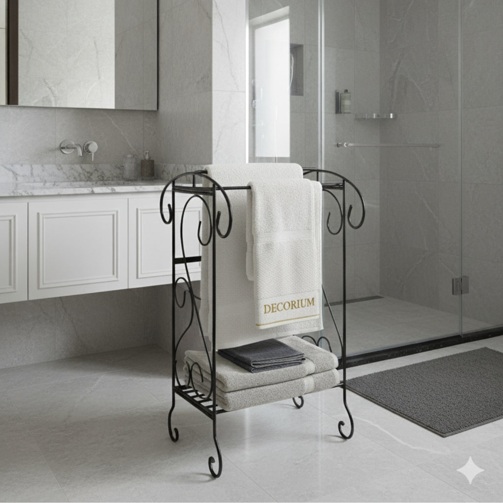 Towel stand in wrought iron
