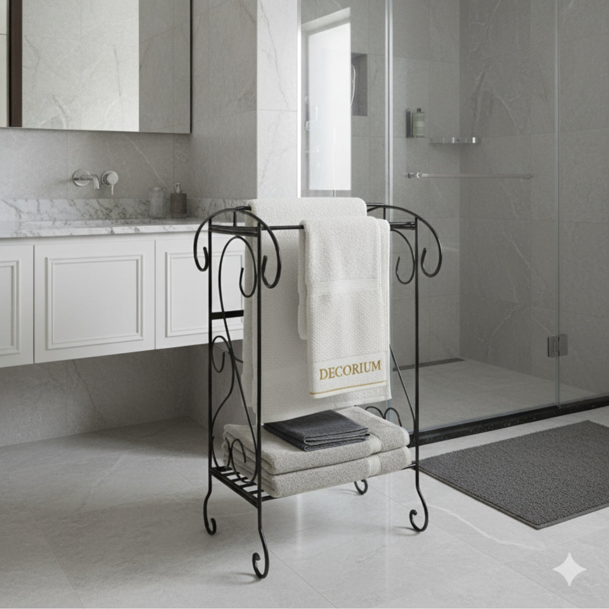 Towel stand in wrought iron