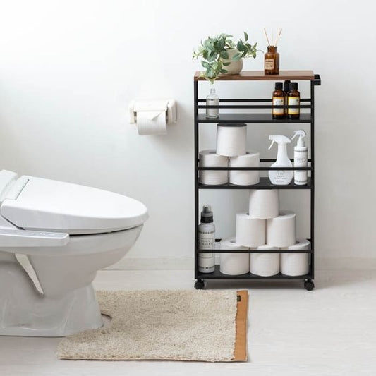 4-Tier White Rolling Storage Trolley