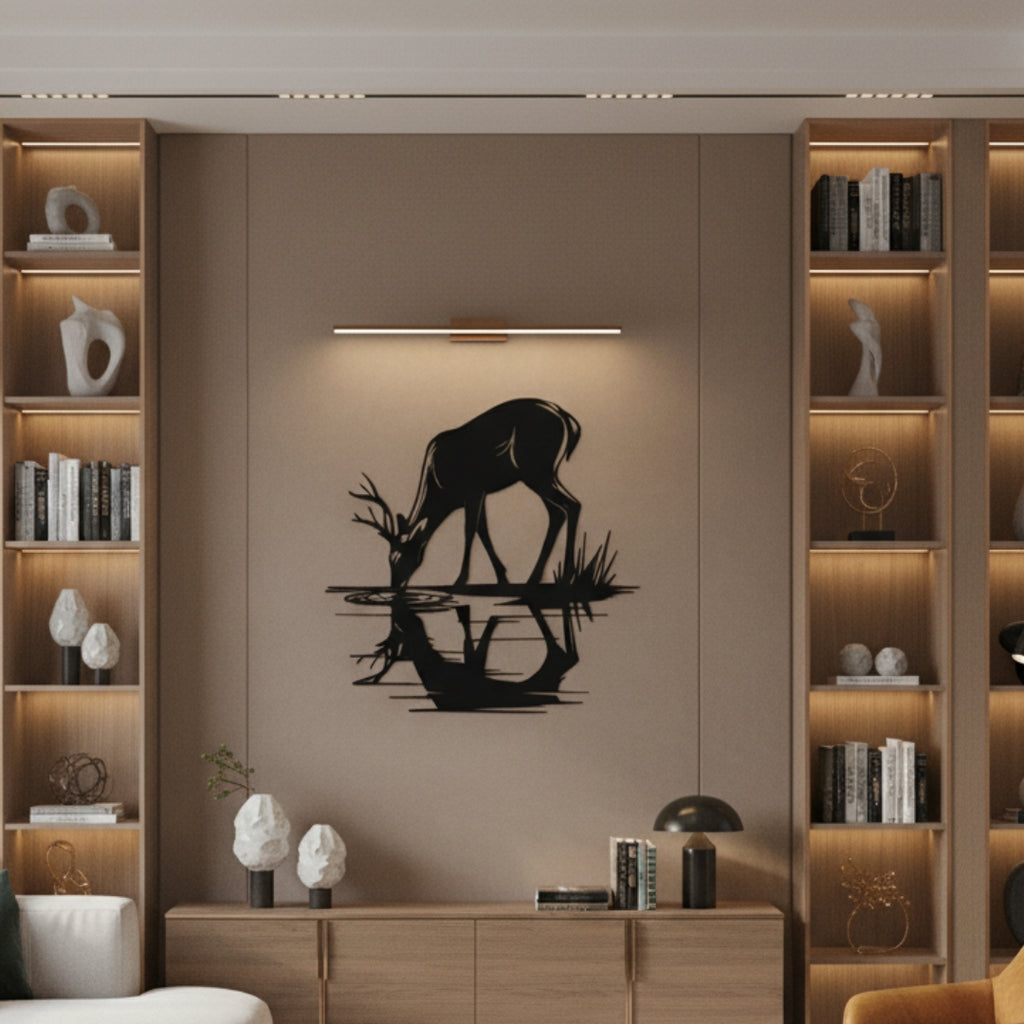 High Quality Metal Wall Decor Deer Drinking Water CNC Design