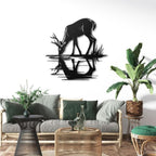 High Quality Metal Wall Decor Deer Drinking Water CNC Design