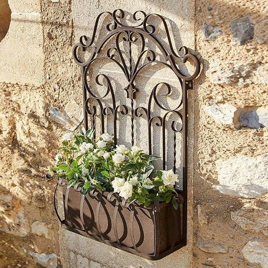 MQ 208 Vintage Wall-Mounted Planter with Iron Scrollwork