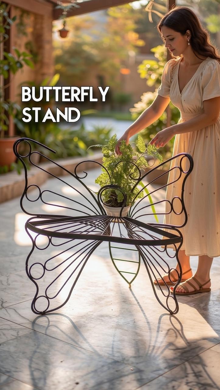 Butterfly Wrought iron planter stand