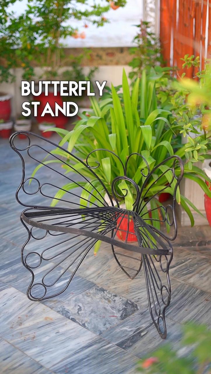 Butterfly Wrought iron planter stand
