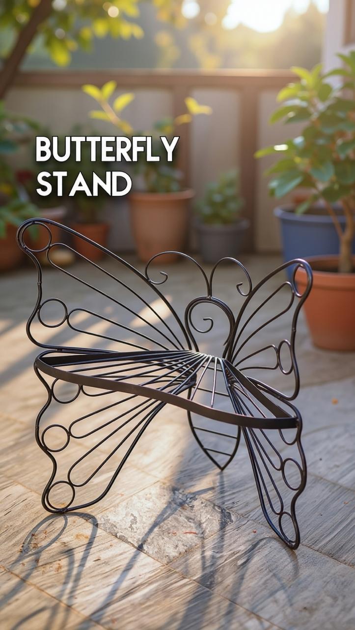 Butterfly Wrought iron planter stand