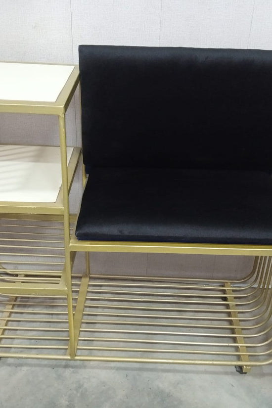 Metal shoe rack with velvet cushions